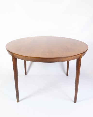 Rundt Spisebord Med Tillægsplader - Teaktræ - Severin Hansen - Haslev 
Møbelsnedkeri - Illums Bolighus - 1960erne
Flot stand
