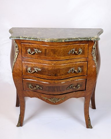 Chest of drawers - Rococo style - Marble top - Rosewood - Brass handles
