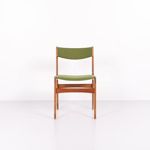 Chaise de Salle à Manger Erik Buch en Teck avec Tissu Vert, années 1960