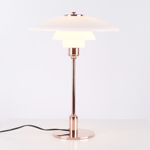 Lampe de Table Poul Henningsen Modèle PH 3½-2½ Limited Edition en Cuivre et Verre Opalin Blanc pour Louis Poulsen