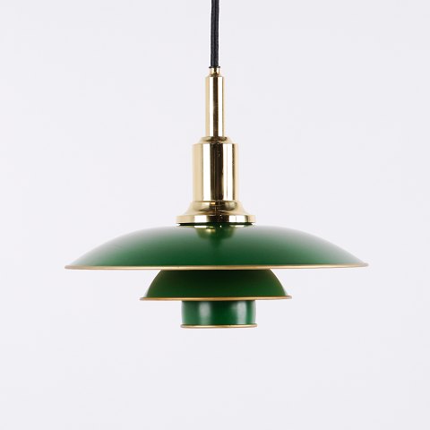 Suspension Poul Henningsen Modèle PH 3/2 Édition Anniversaire avec Abat-jours Métalliques Verts pour Louis Poulsen