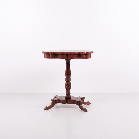 Table d’Appoint Ancienne en Acajou avec Pied Colonne Tourné et Plateau Mouluré, XIXe Siècle