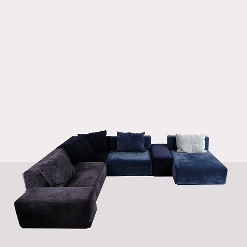 Canapé Modulaire Eilersen Complet en Tissu Bleu avec Coussins