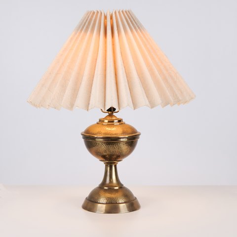 Lampe en Laiton avec Abat-Jour Blanc des Années 1930