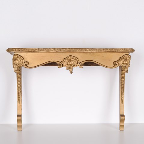 Console Murale en Bois Doré avec Sculptures de Style Rococo des Années 1920