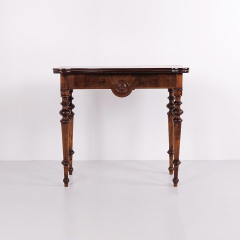Table de Jeu en Acajou Poli avec Garnitures en Laiton des Années 1860