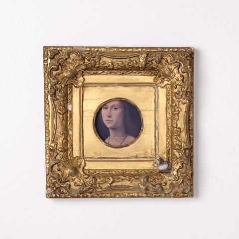 Portrait sur Panneau avec Cadre Doré Ornementé des Années 1880