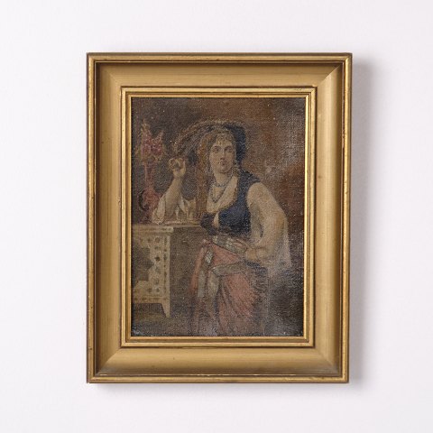 Portrait sur Toile avec Cadre Doré des Années 1940 Copenhague