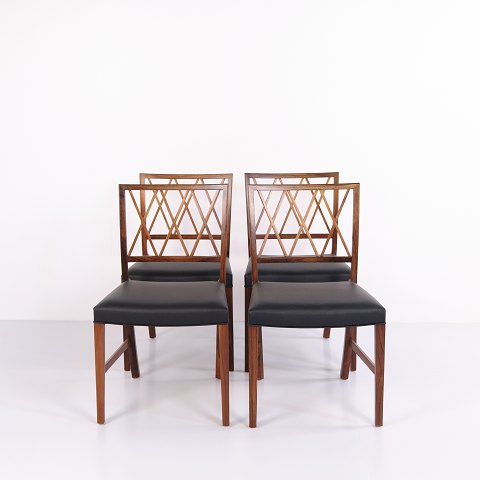 Suite de 6 chaises de salle à manger en palissandre par Ole Wanscher pour A.J. Iversen, années 1940