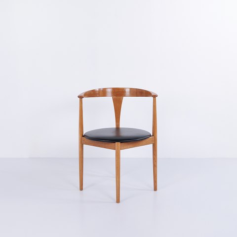 Fauteuil en Chêne et Cuir Noir par Vilhelm Wohlert des Années 1960