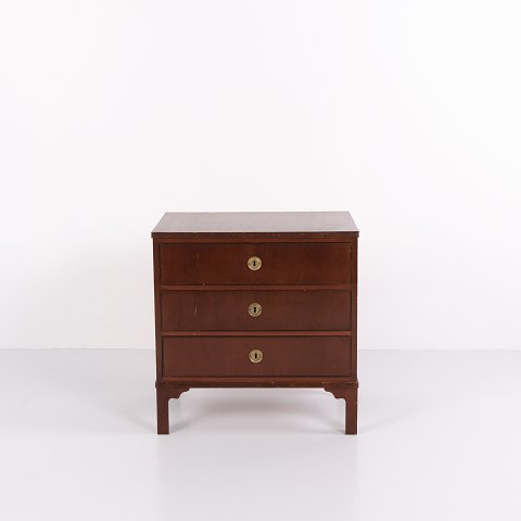 Commode en Acajou avec 3 Tiroirs et Poignées en Laiton Années 1930