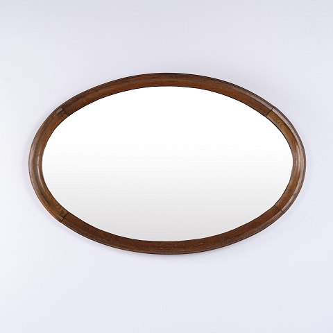 Miroir Ovale avec Cadre en Bois Années 1920