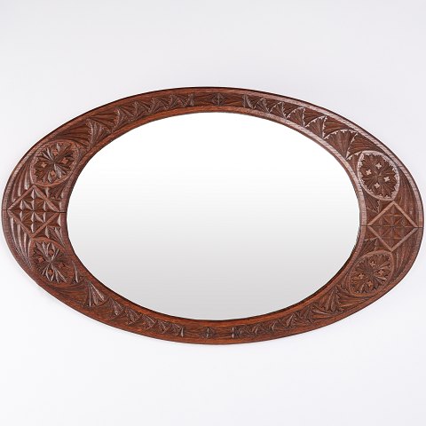 Miroir Ovale avec Cadre Sculpté Années 1890