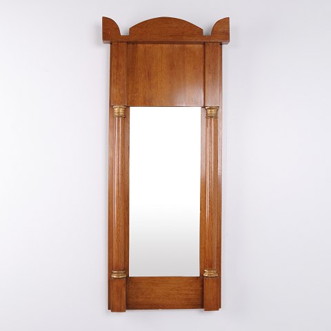 Miroir en Acajou Clair avec Colonnes et Détails Dorés des Années 1860