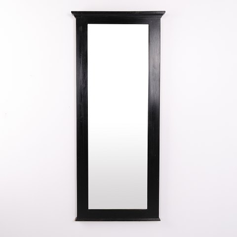 Miroir avec Cadre en Pin Peint en Noir des Années 1940