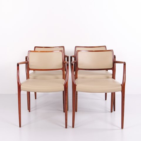 Fauteuil Modèle 65 en Palissandre et Cuir Clair Elegance par N.O. Møller pour J.L. Møllers Møbelfabrik 1968