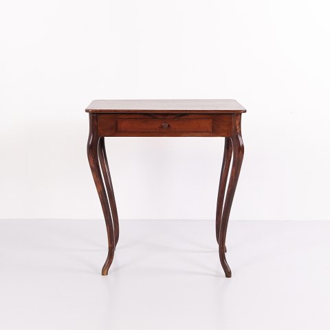 Table d’Appoint en Acajou avec Tiroir et Pieds Galbés vers 1910