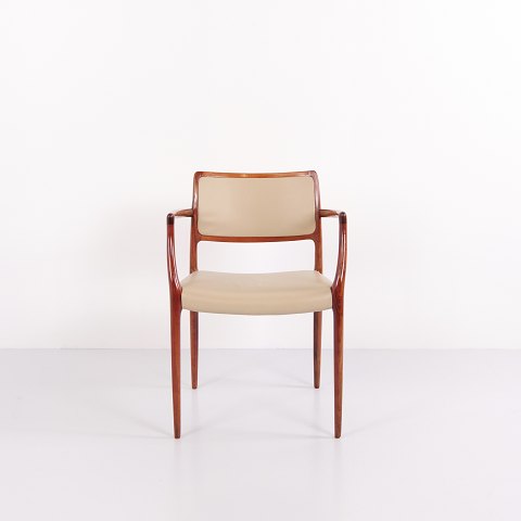 Fauteuil Modèle 62 en Palissandre et Cuir Clair Elegance par N.O. Møller pour J.L. Møllers Møbelfabrik 1962