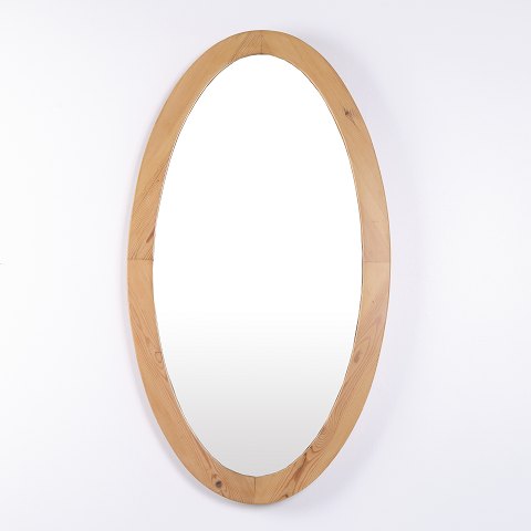 Miroir Ovale avec Cadre en Chêne des Années 1940