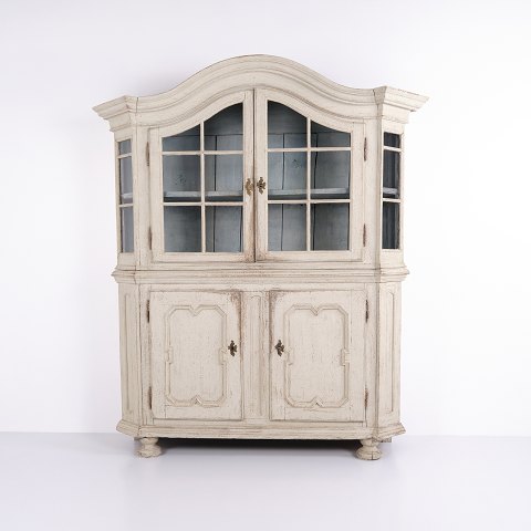 Vitrine Allemande Ancienne en Chêne Peint d’Origine des Années 1790