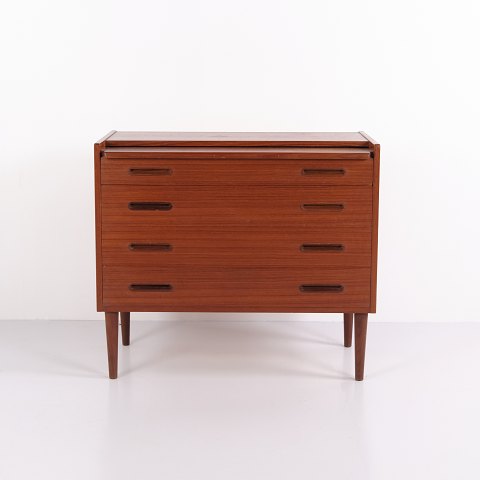 Commode Danoise en Teck avec Coiffeuse Cachée et Miroir Années 1960