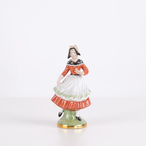 Figurine Vintage en Porcelaine Représentant une Femme Dansante