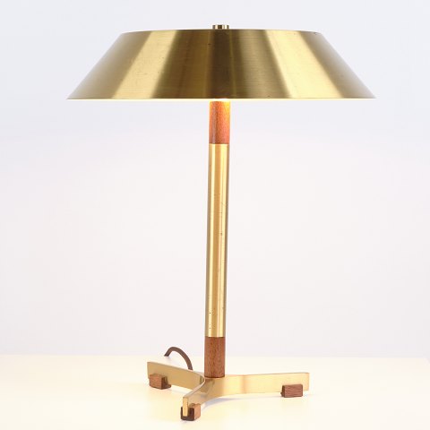 Lampe de Table President en Teck et Laiton par Jo Hammerborg pour Fog & Mørup Années 1960