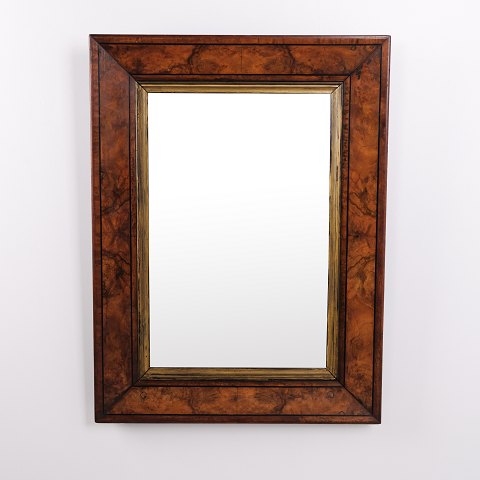 Miroir Mural Rectangulaire Ancien en Acajou avec Cadre Intérieur Doré vers 1880