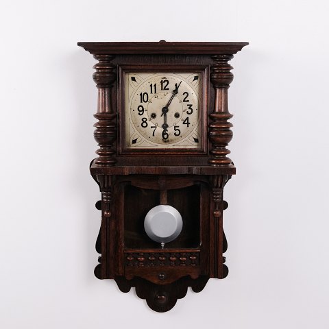 Horloge Murale Ancienne en Chêne avec Sculptures des Années 1920