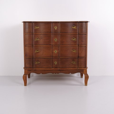 Grande Commode Baroque en Chêne avec Garnitures en Laiton, XVIIIe Siècle