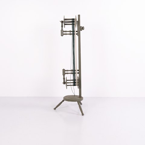 Rouet Ancien Peint en Vert du XIXe Siècle