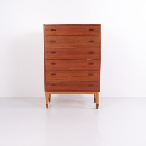 Commode Poul M. Volther en Teck et Chêne avec 6 Tiroirs pour Munch Møbler Années 1960