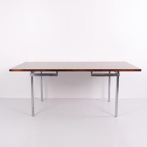 Table de Salle à Manger AT-318 en Palissandre avec Pieds en Acier Brossé par Hans J. Wegner pour Andreas Tuck, Années 1960