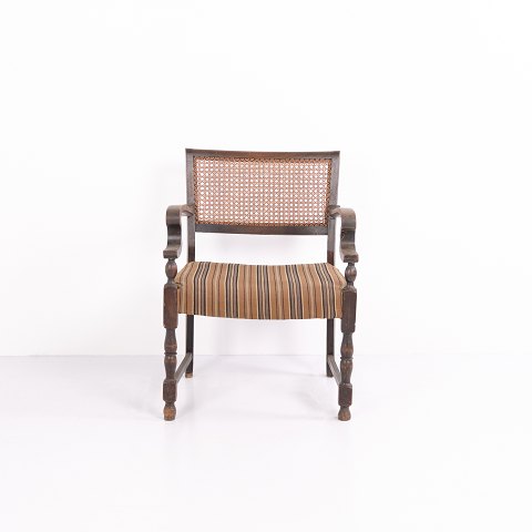 Fauteuil Ancien en Chêne avec Garniture d