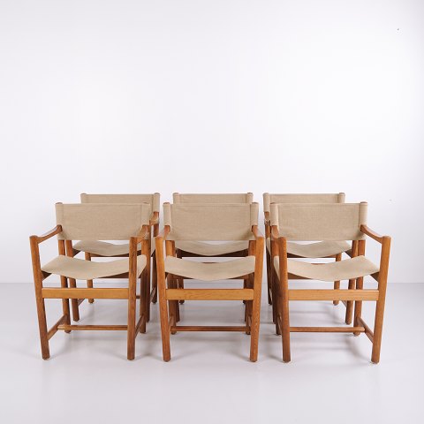 Ensemble de Chaises de Salle à Manger J102 en Chêne Massif et Toile Claire par Ditte et Adrian Heath pour FDB Møbler