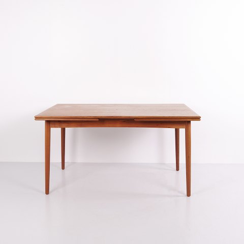 Table à Manger en Teck avec Rallonges Coulissantes et 2 Rallonges des Années 1950–60