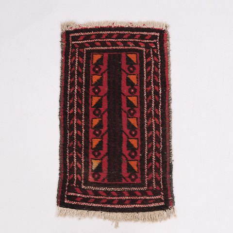 Tapis Oriental Authentique dans des Tons Rouges des Années 1960 90 x 55 cm