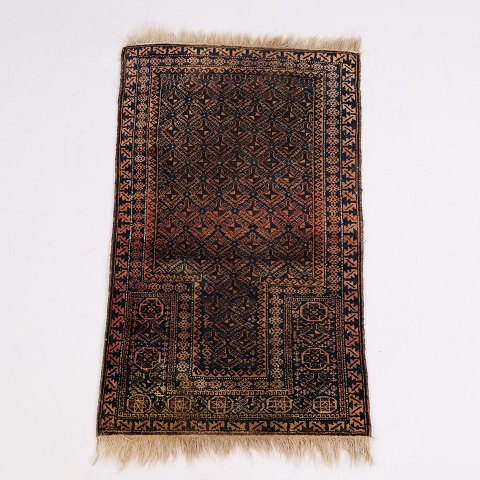 Tapis Oriental Inspiré des Tapis de Prière avec Motif Mihrab dans des Tons Foncés 125 x 78 cm