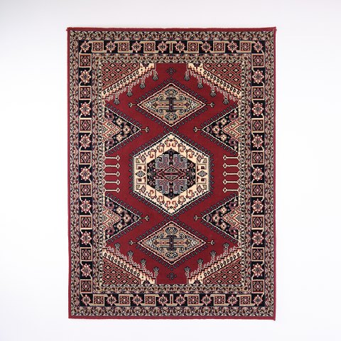 Tapis Oriental Inspiré Persan avec Motif de Médaillon Géométrique