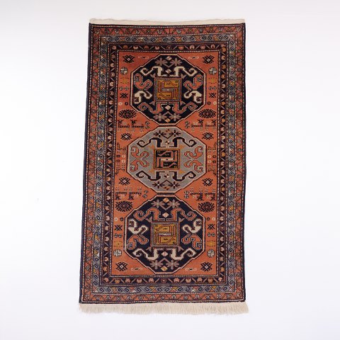 Tapis Oriental Inspiré du Caucase avec Médaillons Géométriques 190 x 109 cm