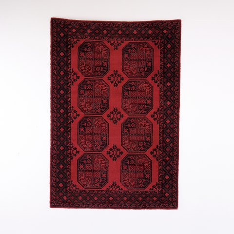 Tapis Afghan Akhche dans des Tons Rouges et Foncés 178 x 121 cm