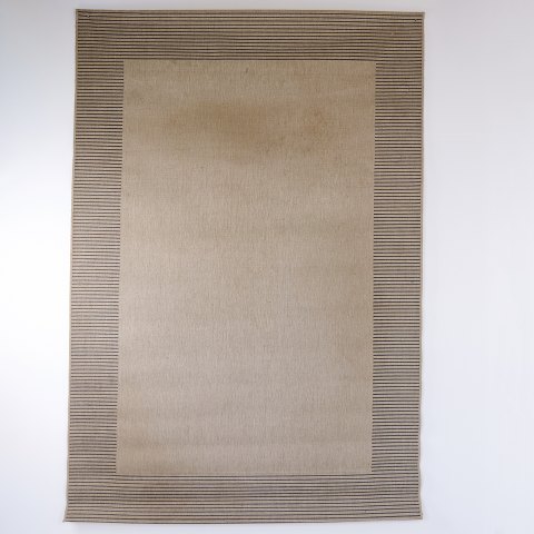 Tapis Moderne aux Tons Naturels avec Bordure Rayée 290 x 200 cm