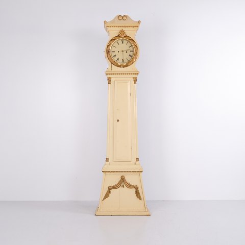 Horloge de Parquet Bornholmer Frøken Ancienne Peinte en Blanc des Années 1790