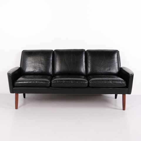 Canapé Vintage 3 Places en Cuir Noir Design Danois des Années 1960