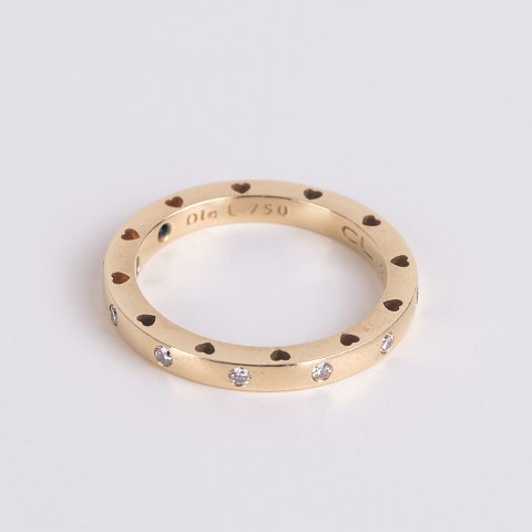 Bague Ole Lynggaard Forever Love en Or 18 Carats avec Cœurs et 8 Diamants