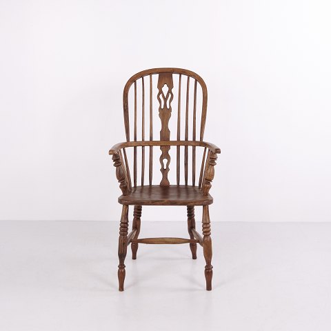Fauteuil Windsor Anglais Victorien à Dossier Ajouré vers 1860–1890