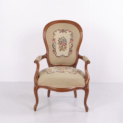 Fauteuil de Style Louis XV avec Tissu Floral vers 1890–1920