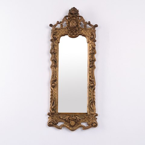 Miroir de Trumeau Ancien Doré de Style Rococo 70 x 29 cm
