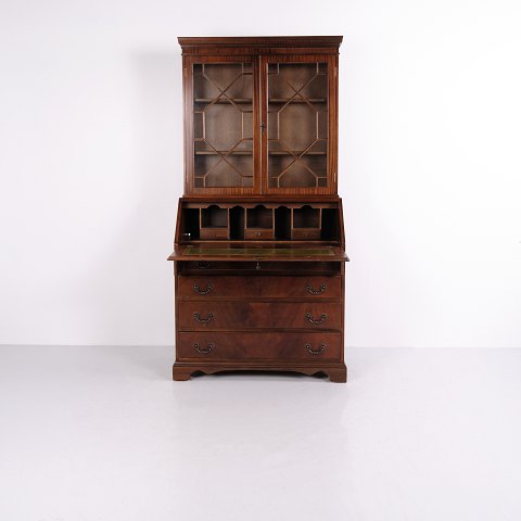 FrançaisSecrétaire Ancien en Acajou avec Vitrine et Abattant vers 1920–1940