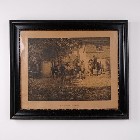 Estampe Otto Bache “I Vandmøllegaarden” 63 x 76 cm